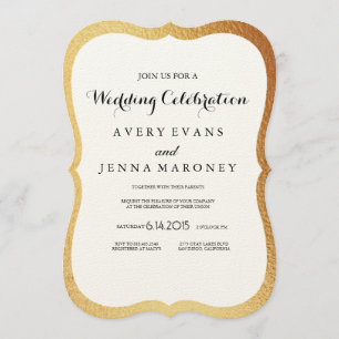 Uitnodiging tot  Rustic Gold Foil Border Weddensch