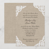 Uitnodiging tot Rustic Lace & Burlap Wedding (Voorkant / Achterkant)