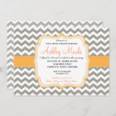 Uitnodiging tot Sinaasappel en Gray Chevron (Voorkant / Achterkant)