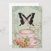 Uitnodiging tot Tea Time Wedding (Voorkant / Achterkant)