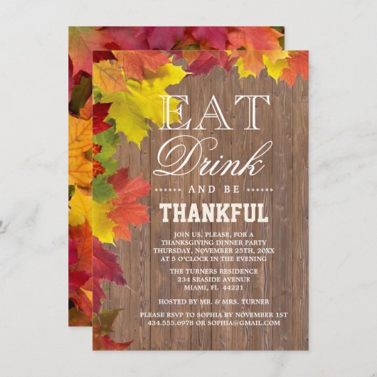 Uitnodiging tot Thanksgiving Rustige Herfst Old Wo (Voorkant / Achterkant)