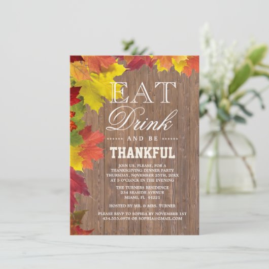 Uitnodiging tot Thanksgiving Rustige Herfst Old Wo (Staand voorkant)