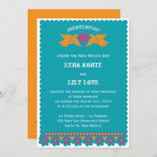 Uitnodiging tot Tortelduifjes - Aqua (Voorkant / Achterkant)