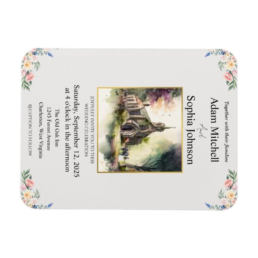 Uitnodiging tot traditionele kerkWaterverf Magneet (Horizontaal)