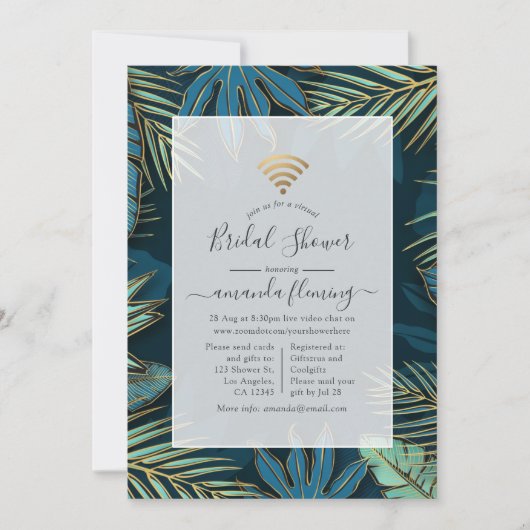 Uitnodiging tot Tropical Night Virtual Shower (Voorkant)