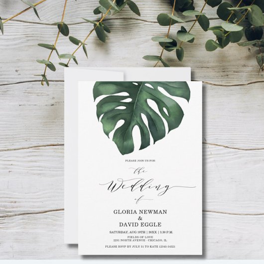Uitnodiging tot Tropisch Palm Leaf Wedding
