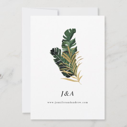 Uitnodiging tot Tropisch Palm Leaf Wedding (Achterkant)