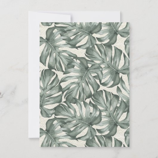 Uitnodiging tot Tropische Oasis Modern Palm leaf W (Achterkant)