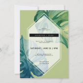 Uitnodiging tot Tropische Waterverf Foliage Wedden (Voorkant)