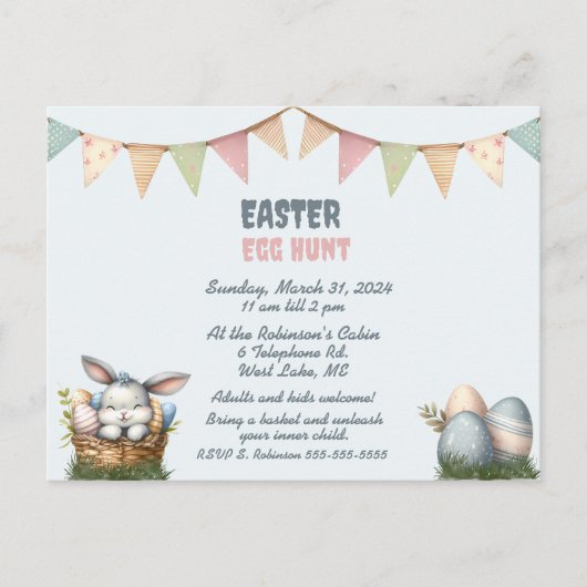 Uitnodiging tot uitnoeping Easter Egg Hunt (Voorkant)