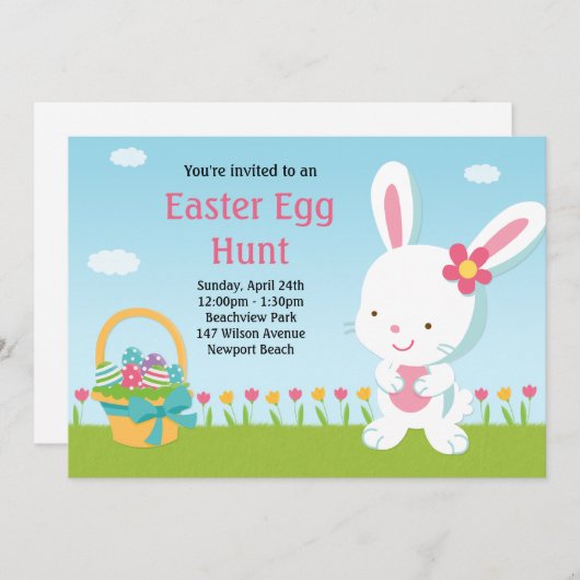 Uitnodiging tot uitnoeping Easter Egg Hunt (Voorkant / Achterkant)