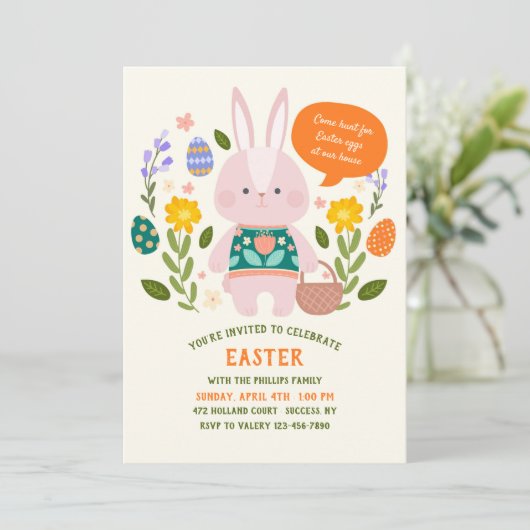 Uitnodiging tot uitnoeping Easter Egg Hunt (Staand voorkant)