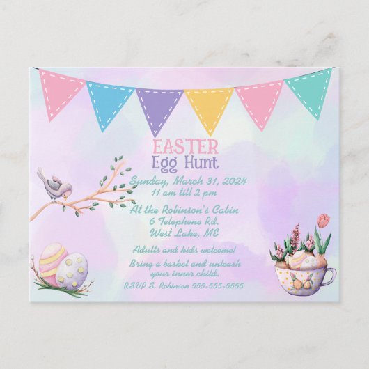 Uitnodiging tot uitnoeping Easter Egg Hunt (Voorkant)