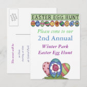 Uitnodiging tot uitnoeping Easter Egg Hunt Briefkaart (Voorkant / Achterkant)