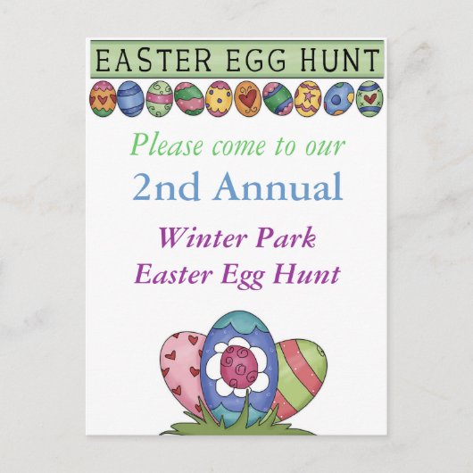 Uitnodiging tot uitnoeping Easter Egg Hunt Briefkaart (Voorkant)