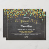 Uitnodiging tot uitroeping Party Chalk Mint Gold D (Voorkant / Achterkant)