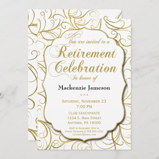 Uitnodiging tot uitvinding van White Gold Swirl (Voorkant / Achterkant)