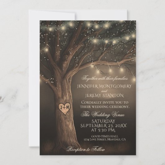 Uitnodiging tot uitzending van bruiloft in Rustic  (Voorkant)