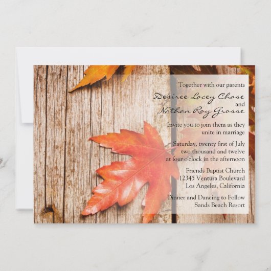 Uitnodiging tot uitzending van het Rustic Fall Lea (Achterkant)