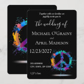 Uitnodiging tot uitzending van hippy Peace Sign We (Voorkant / Achterkant)