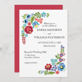 Uitnodiging tot uitzending van rode rode rozenwedd (Voorkant / Achterkant)