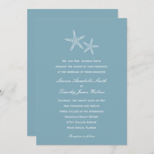 Uitnodiging tot uitzending van Starfish Pair Weddi (Voorkant / Achterkant)