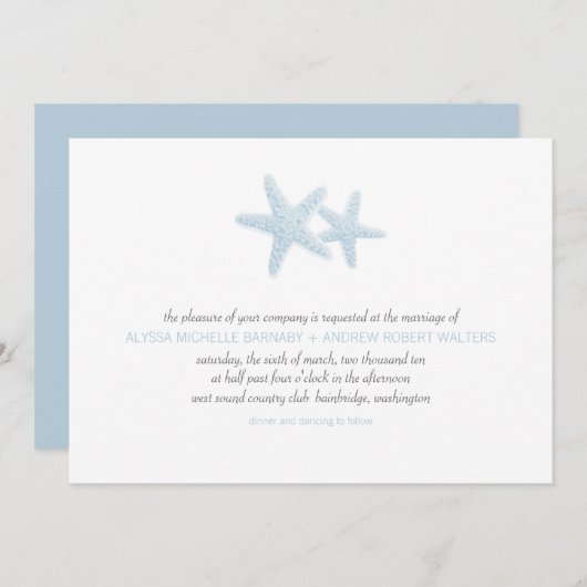 Uitnodiging tot uitzending van Starfish Pair Weddi (Voorkant / Achterkant)