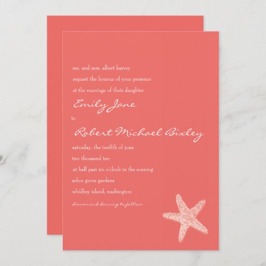 Uitnodiging tot uitzending van Starfish Wedding (Voorkant / Achterkant)