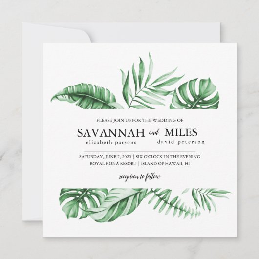 Uitnodiging tot uitzending van tropisch groen hand (Voorkant)