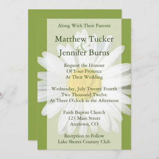 Uitnodiging tot uitzending van White Daisy Wedding (Voorkant / Achterkant)