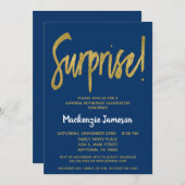 Uitnodiging tot vervroeging in Navy Blue Script Su (Voorkant / Achterkant)