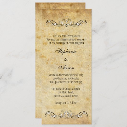 uitnodiging tot Victoriaans bruiloft (Voorkant / Achterkant)