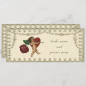 uitnodiging tot Victoriaans Cupid Heart Wedding (Voorkant / Achterkant)