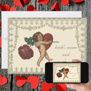 uitnodiging tot Victoriaans Cupid Heart Wedding