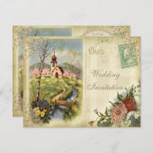 Uitnodiging tot Vintage bruiloft (Voorkant / Achterkant)