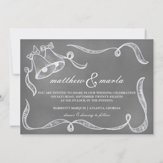Uitnodiging tot Vintage Chalkboard Wedding Bells (Voorkant)