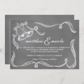 Uitnodiging tot Vintage Chalkboard Wedding Bells (Voorkant / Achterkant)