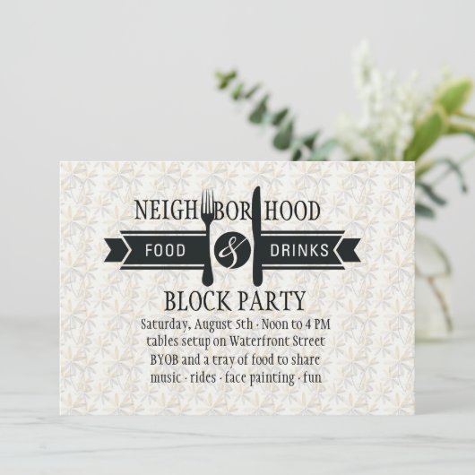 Uitnodiging tot voedsel en Drink (Staand voorkant)