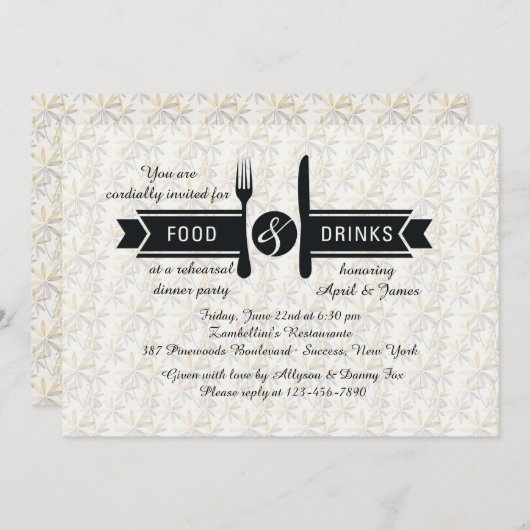 Uitnodiging tot voedsel en Drink (Voorkant / Achterkant)