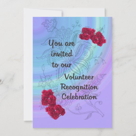 Uitnodiging tot vrijwilligerserkenning Rode anjers (Voorkant)
