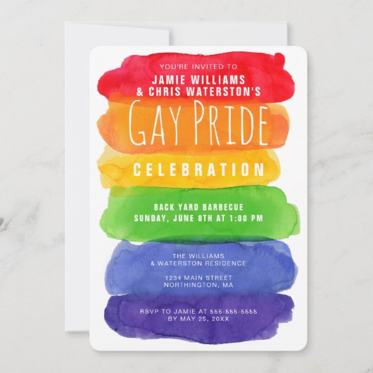 Uitnodiging tot Waterverf van Gay Pride (Voorkant)