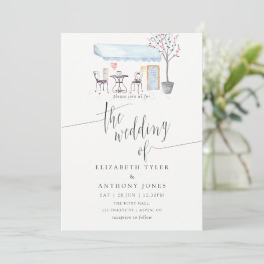 Uitnodiging tot Waterverf van het huwelijk van Par (Staand voorkant)