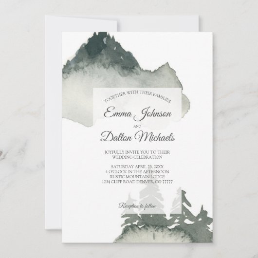 Uitnodiging tot Waterverf van Rustic Mountain (Voorkant)