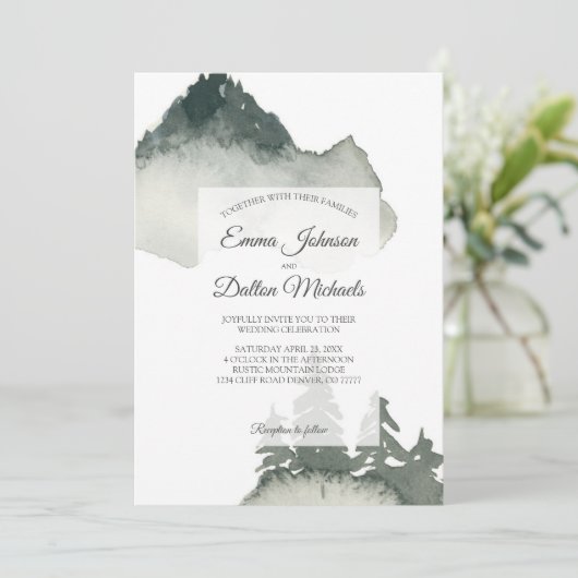 Uitnodiging tot Waterverf van Rustic Mountain (Staand voorkant)