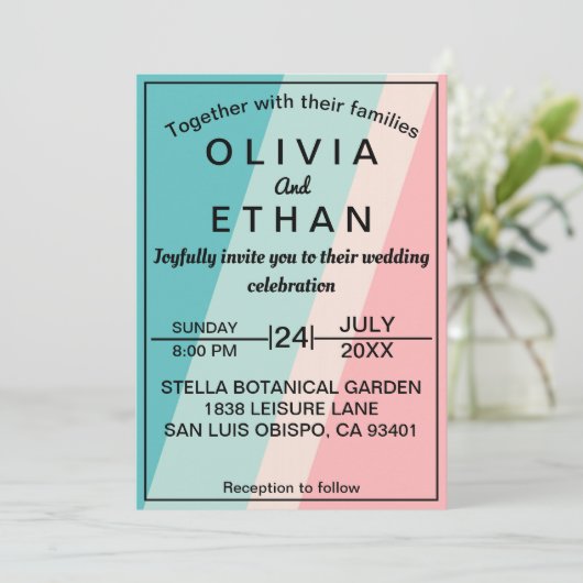 Uitnodiging tot weddenschap met een elegante kleur (Staand voorkant)