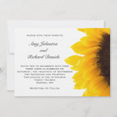 Uitnodiging tot weddenschap met geel zonnebloem |  (Voorkant)