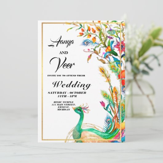 Uitnodiging tot weddenschap met Indische hindu Pea (Staand voorkant)