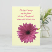 uitnodiging tot weddenschap met roze Gerber Daisy (Staand voorkant)