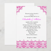 Uitnodiging tot weddenschap met roze kant (Voorkant / Achterkant)