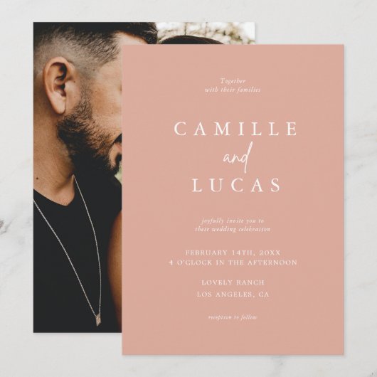 Uitnodiging tot weddenschap met roze mosterd (Voorkant / Achterkant)